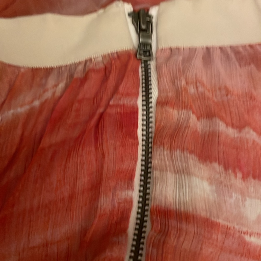 Alice + Olivia Shannon Pleated Maxi Skirt Pink Orange Swirl 8 - Picture 6 of 7
